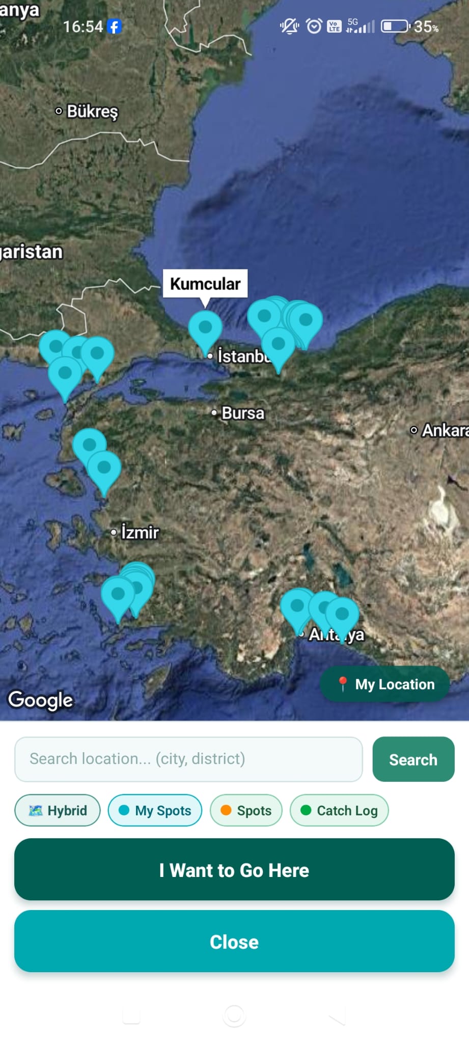 Fishing Plan map discovery screen
